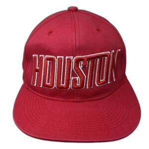 LOGA Snapback Red One Size Houston Raised Embroidery Green Underbrim Cotton Hat